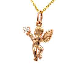 Yellow gold and zirconium pendant