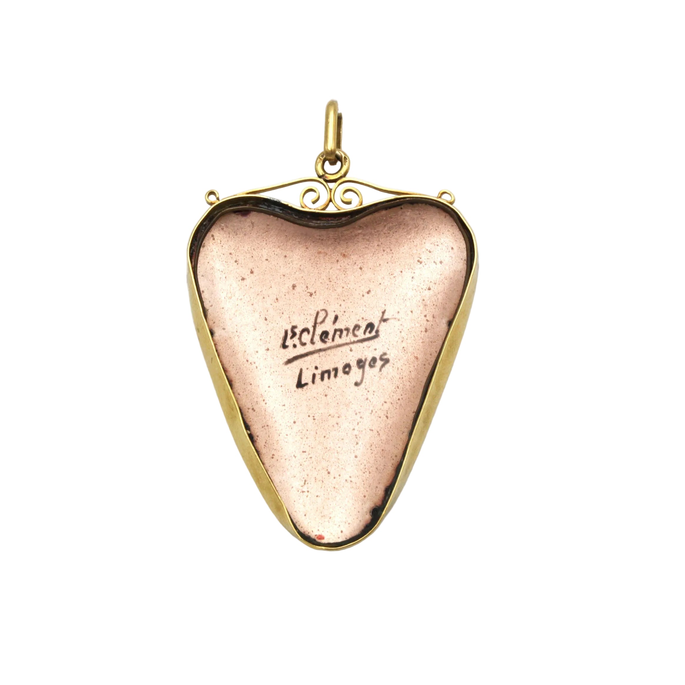 Yellow gold and Enamel pendant