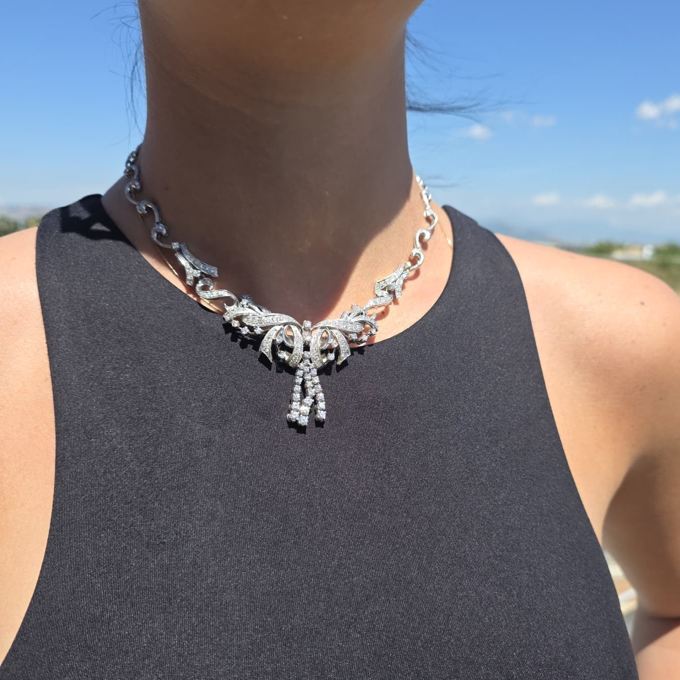 Necklace Plastron in White gold and Diamonds