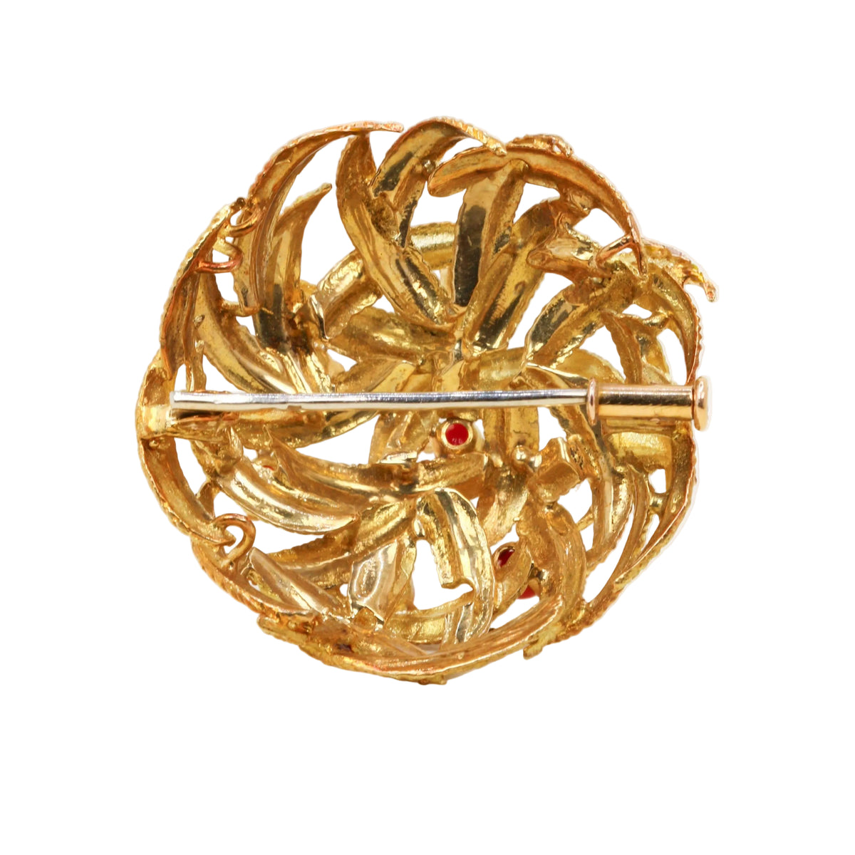 Yellow Gold and Coral Brooch