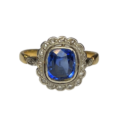 "Entourage" Ring in Yellow Gold, Sapphire, and Diamonds