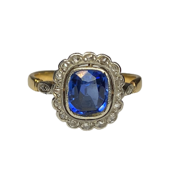 "Entourage" Ring in Yellow Gold, Sapphire, and Diamonds
