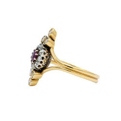 Marquise Ring in Yellow Gold, Rubies, and Diamonds