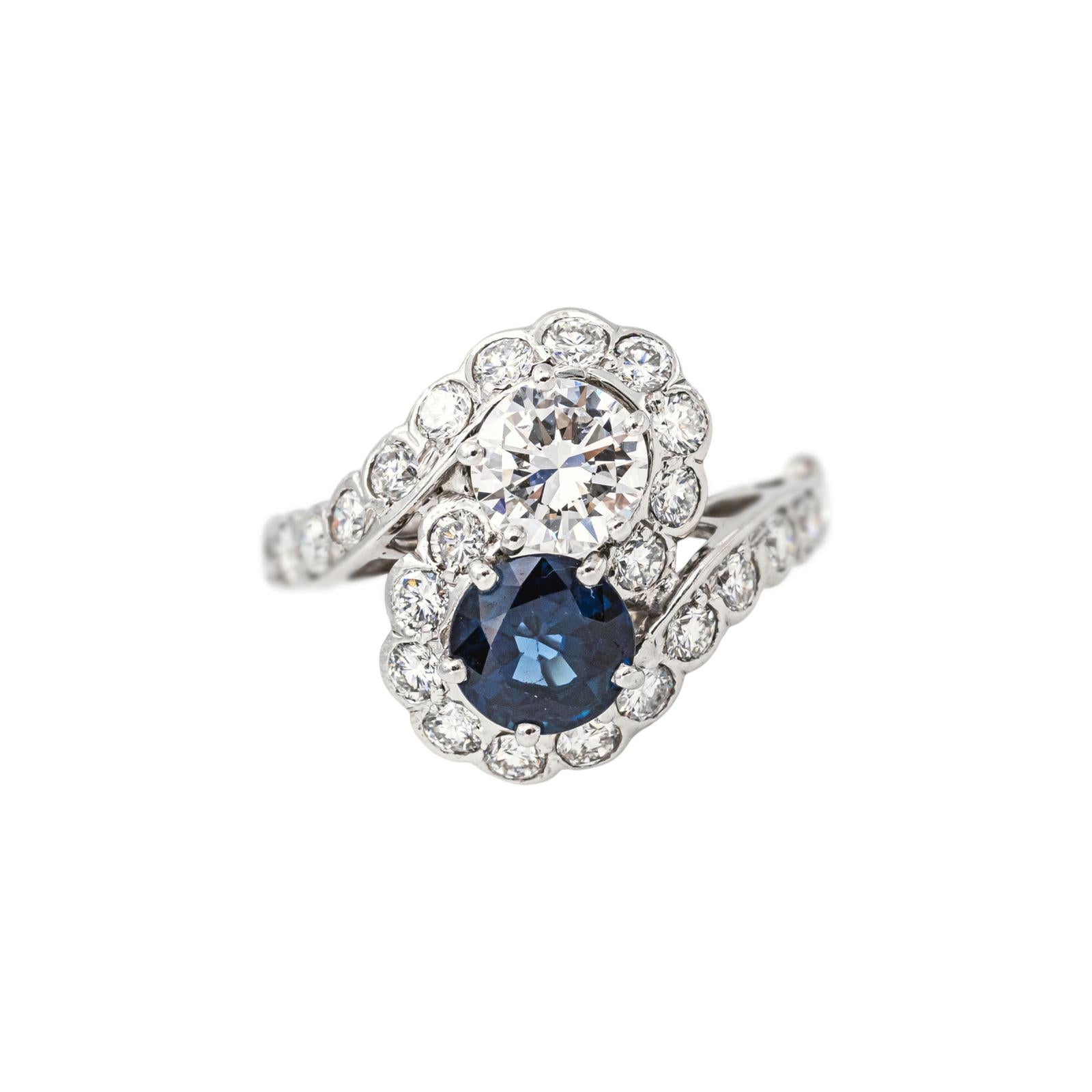 Bague Toi et Moi Or blanc Saphir