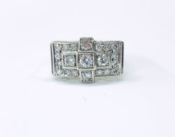 Bague Tank en platine et diamants