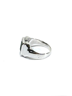 Art Deco Ring in White Gold and Green Tourmaline
