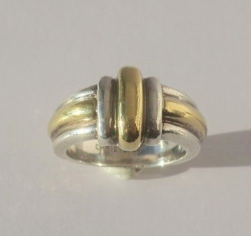 CHRISTOFLE - Gold and Silver Fluted Bangle Ring