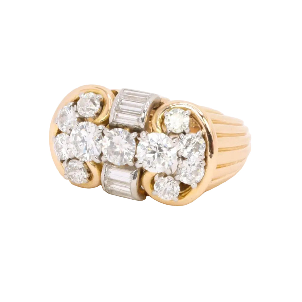 Yellow Gold and Diamond Tank Ring