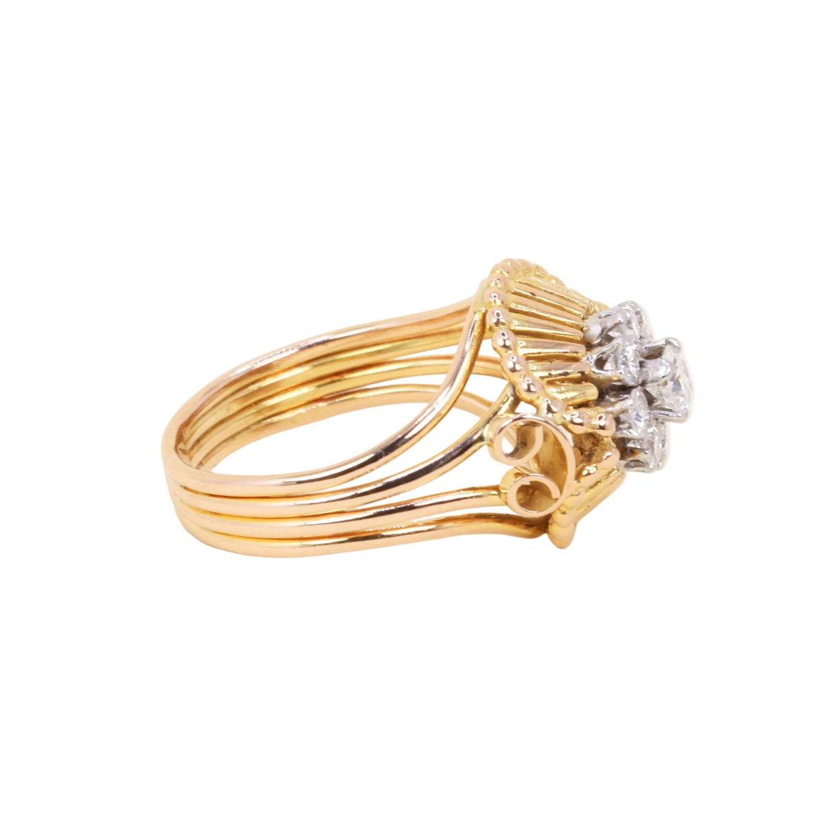 "Dôme" Ring in Yellow Gold, Platinum, and Diamonds
