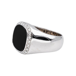 Bague Chevalière Or blanc Onyx