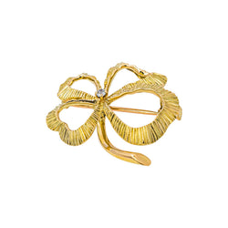 Yellow Gold Diamond Clover Brooch