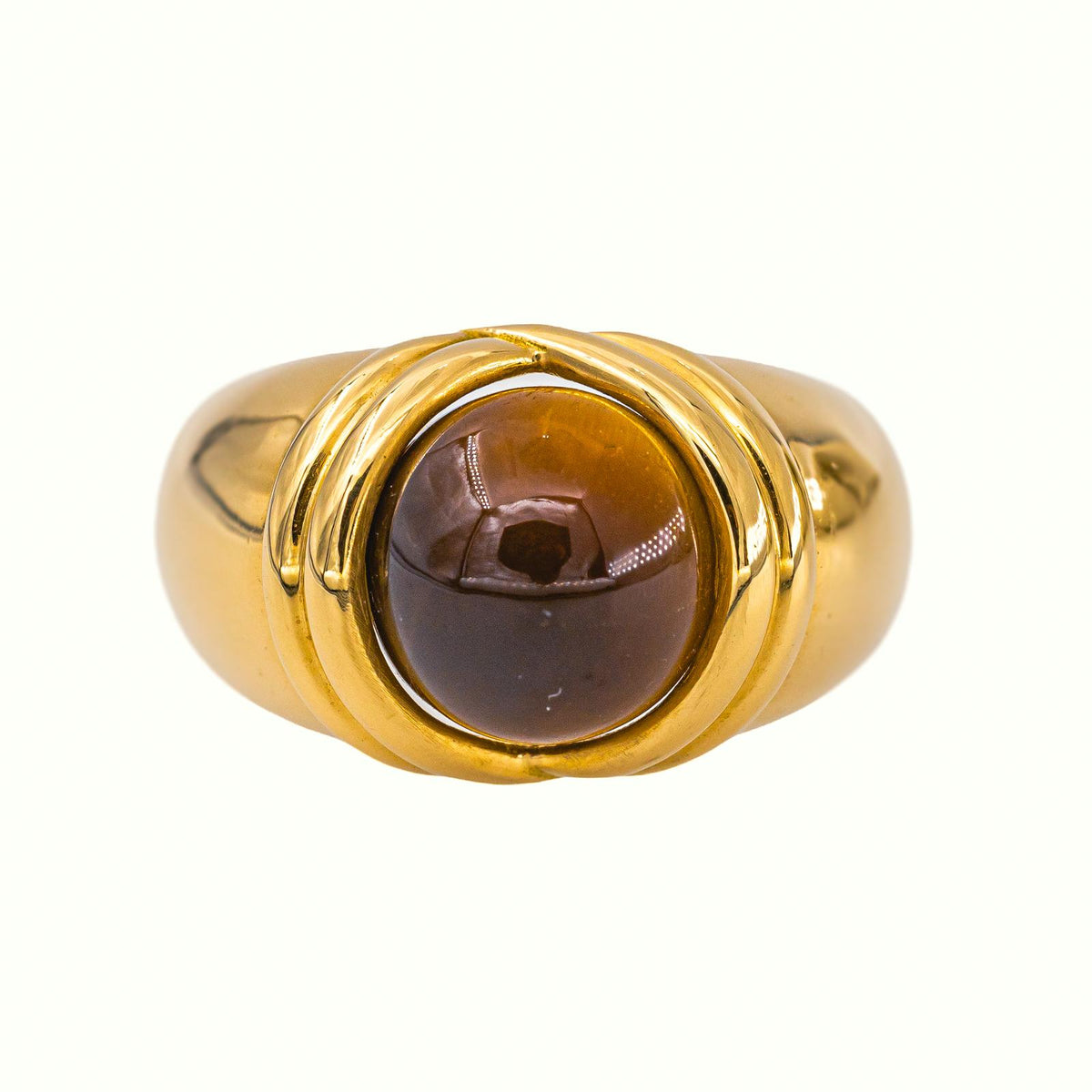 Yellow Gold Dome Tiger's Eye Ring