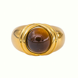 Yellow Gold Dome Tiger's Eye Ring