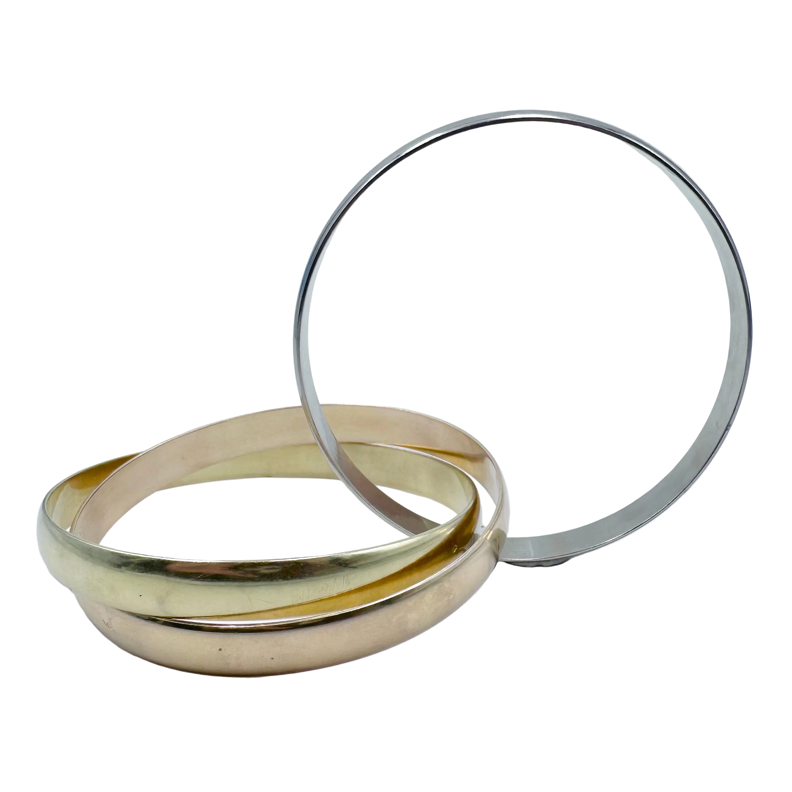 Bangle in yellow gold, white gold, and rose gold