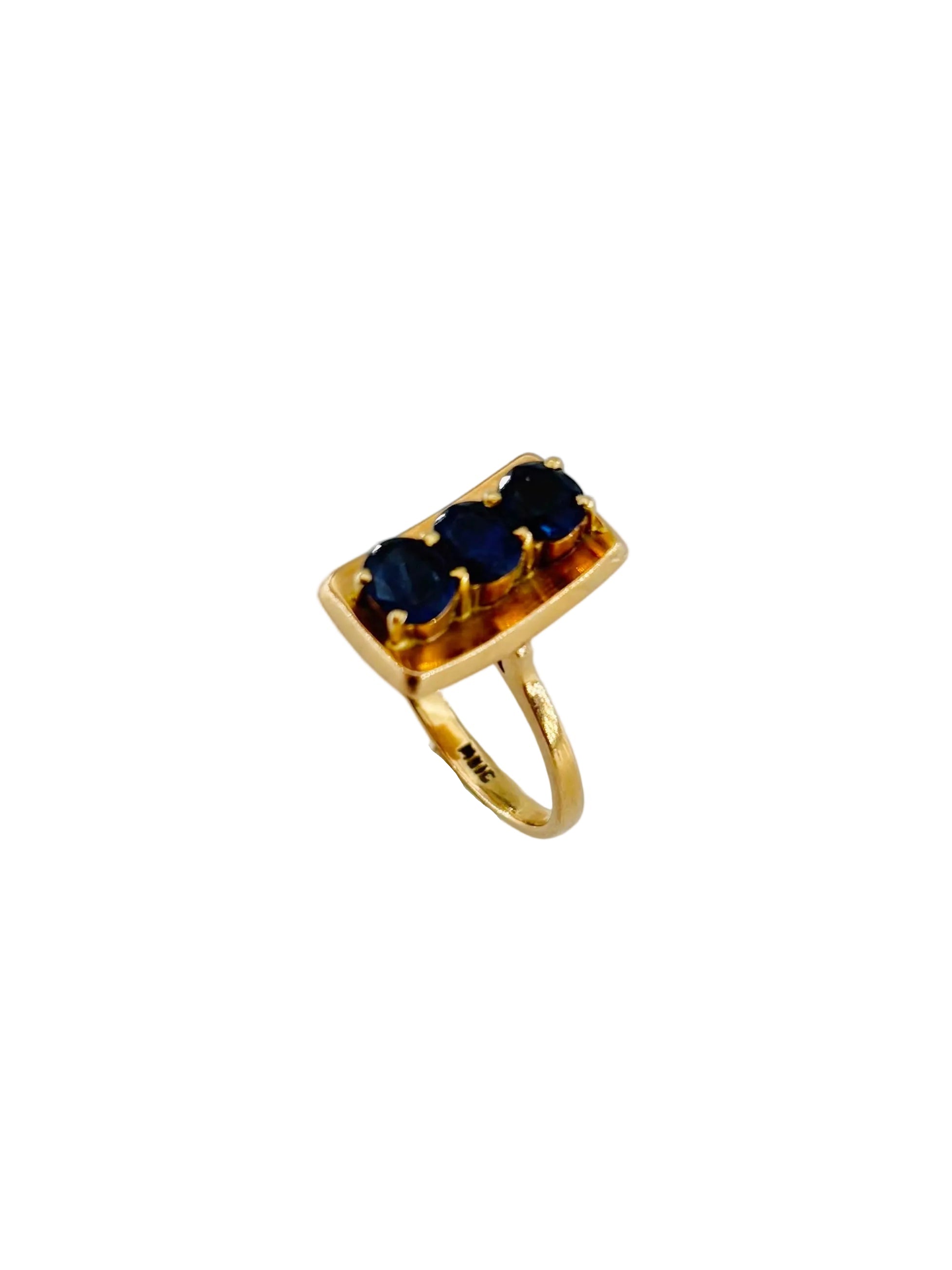 Retro Ring in Rose Gold and Sapphires
