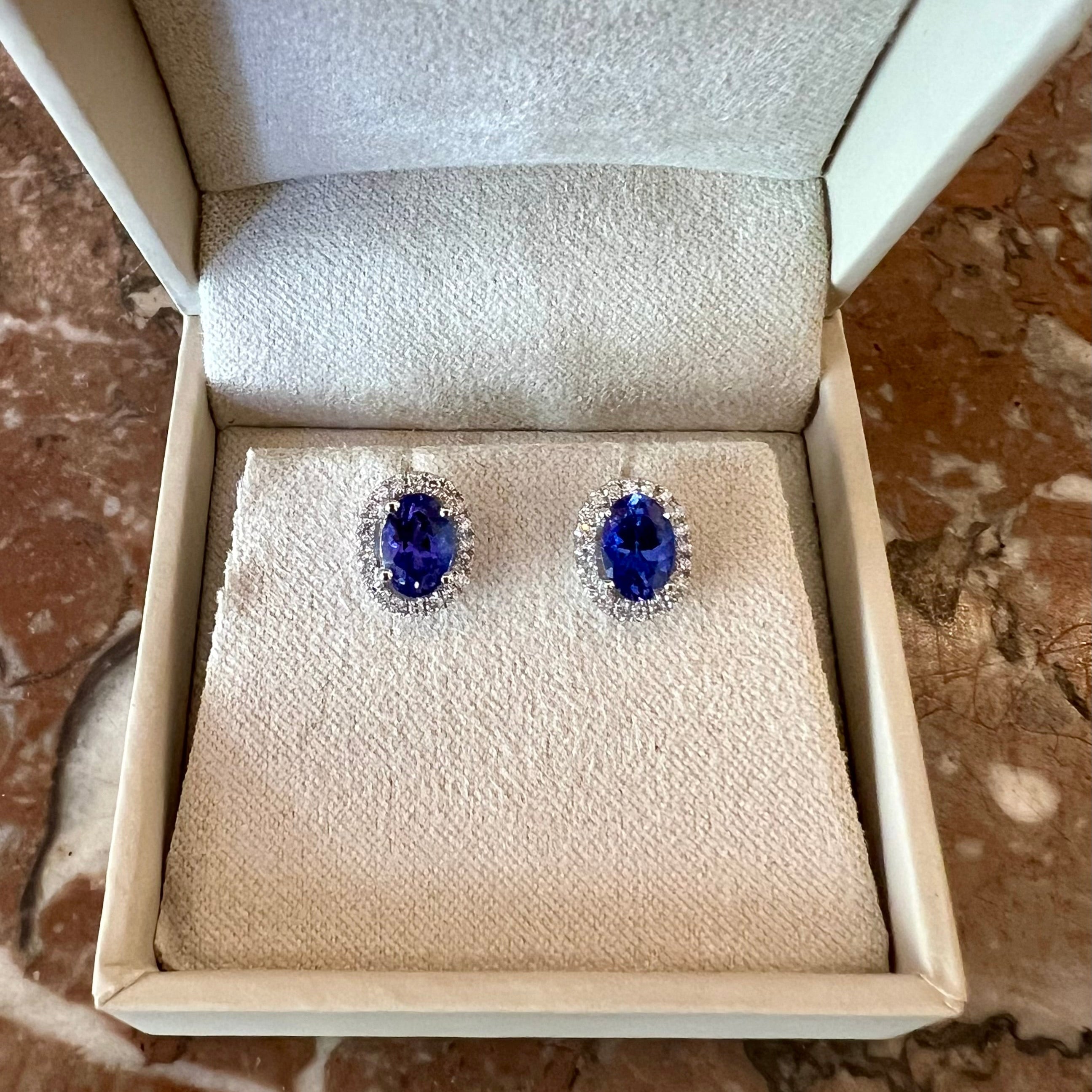 White Gold Earrings with Tanzanites and Diamonds