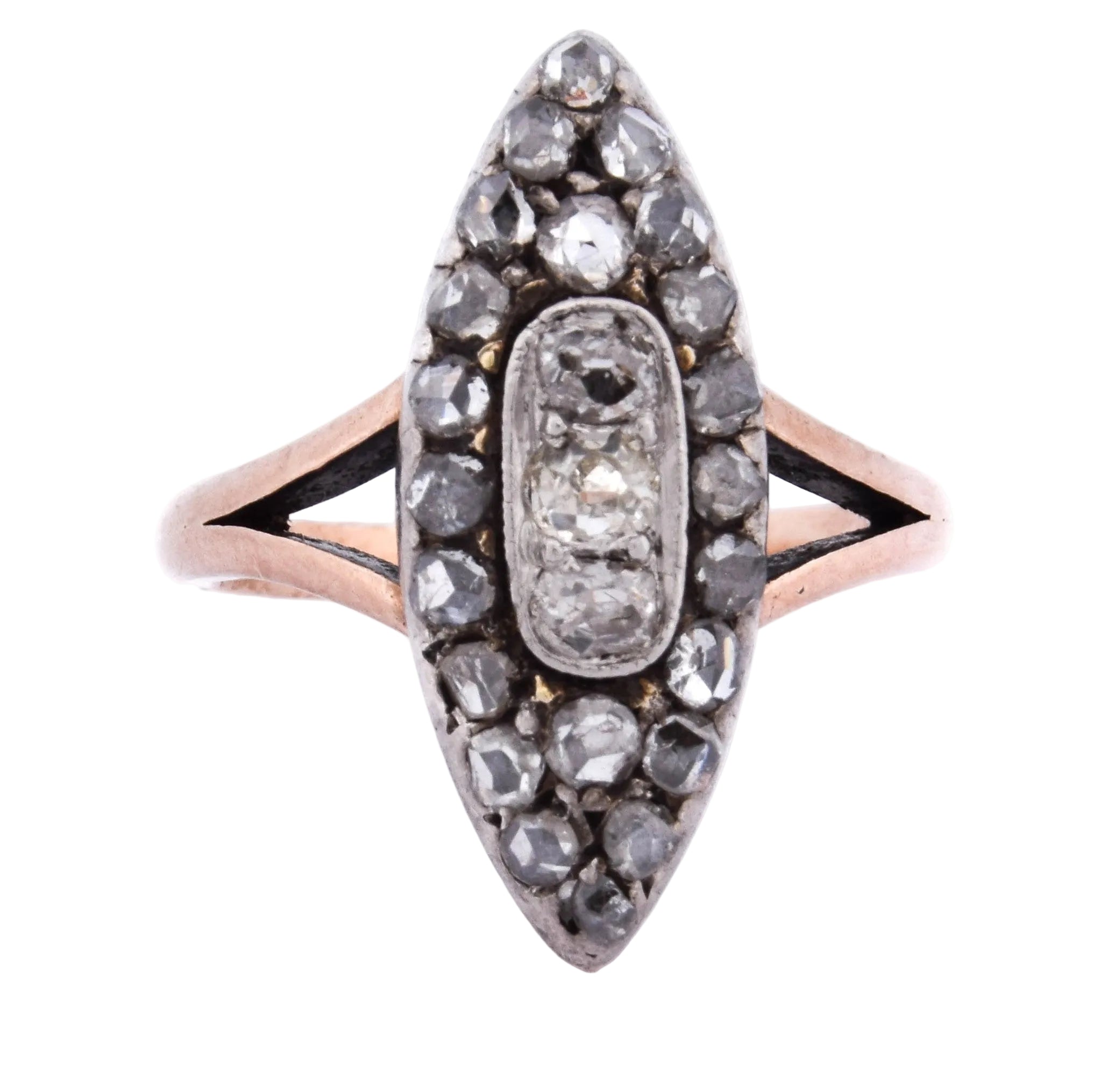 Marquise Ring in Rose gold, Silver and Diamonds