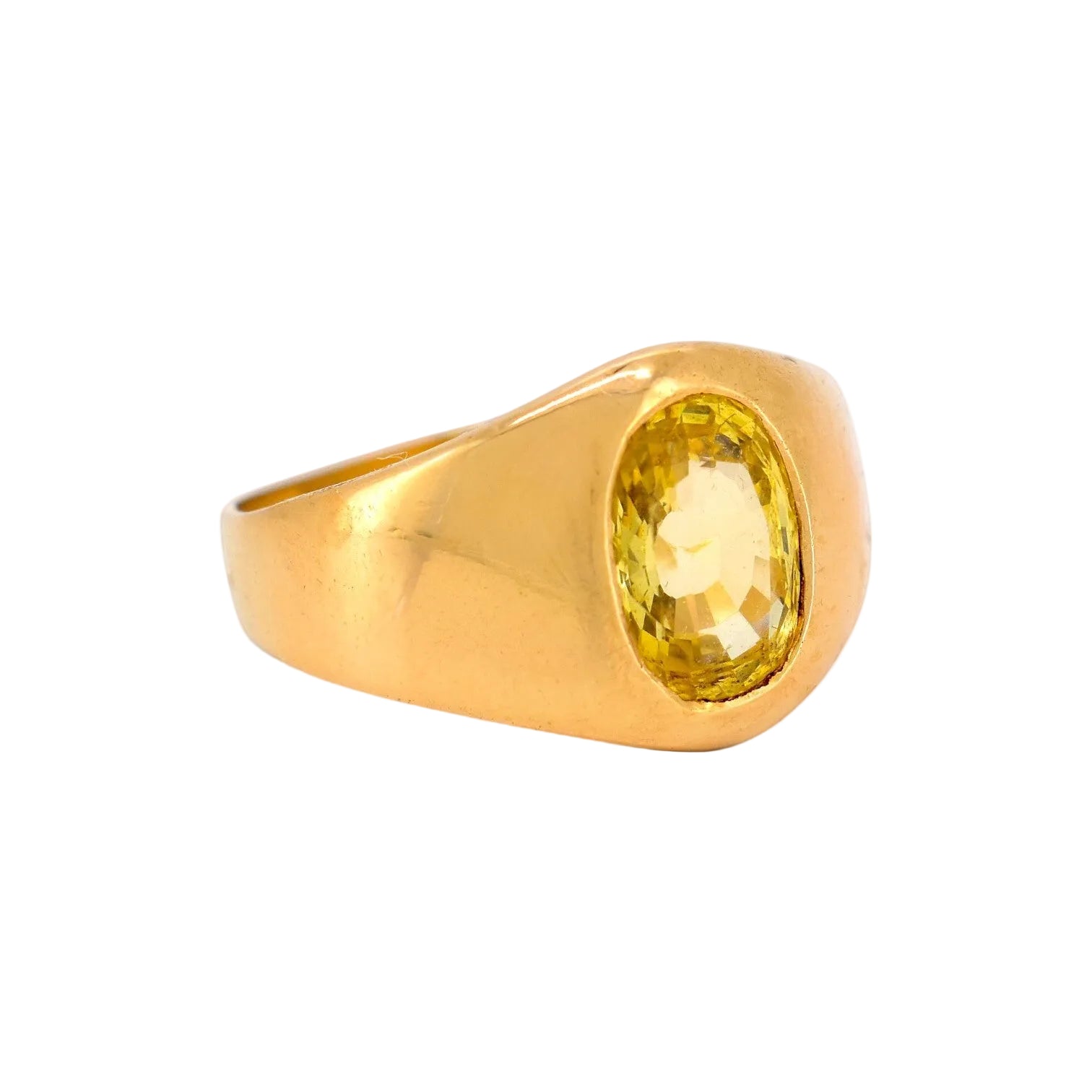 Yellow Gold Signet Ring with Sapphire