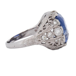 Cocktail Ring in Platinum, Sapphire, and Diamonds