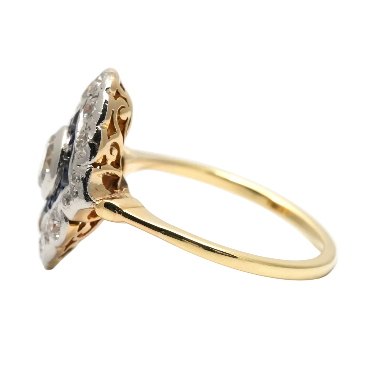 Ring in white gold, yellow gold, and diamonds
