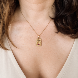 "It Beats for You" Medal in yellow gold, Enamel, and Rubies