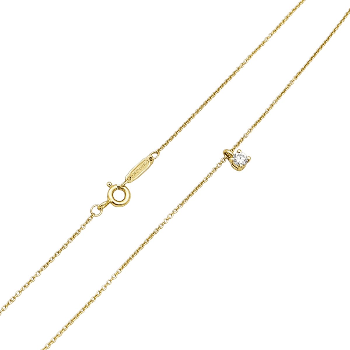 TIFFANY & CO "Tiffany Solitaire" Pendant Necklace in Rose Gold with Diamonds