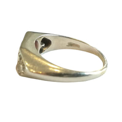 Art Deco white gold bangle ring with a red stone