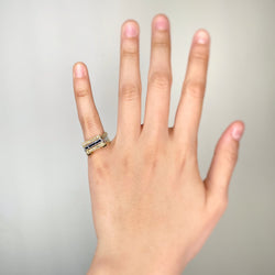 J.VENDOME Tank Rings in white gold, yellow gold, sapphires, and diamonds