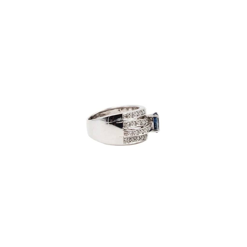 Bague Bandeau en or blanc, saphir et diamants
