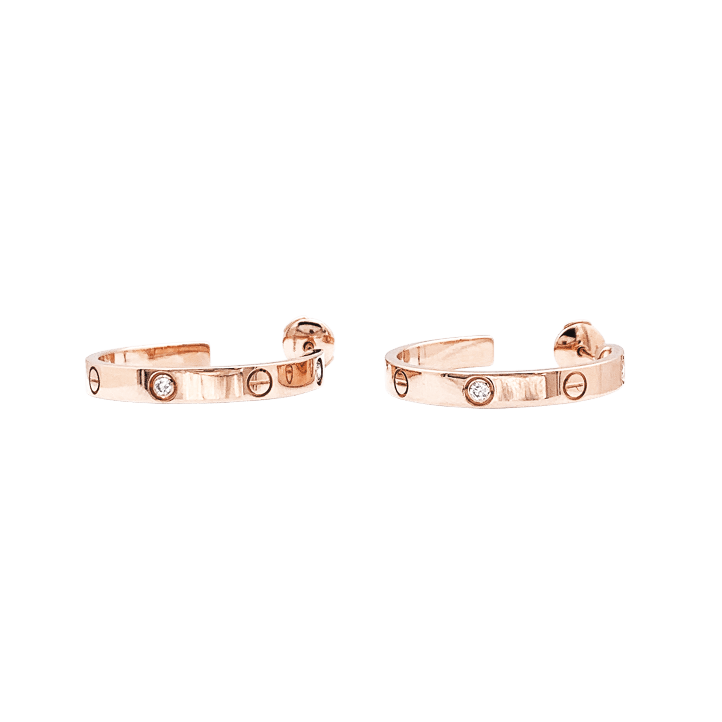 Boucles d'oreilles Cartier, "Love", or rose et diamants.