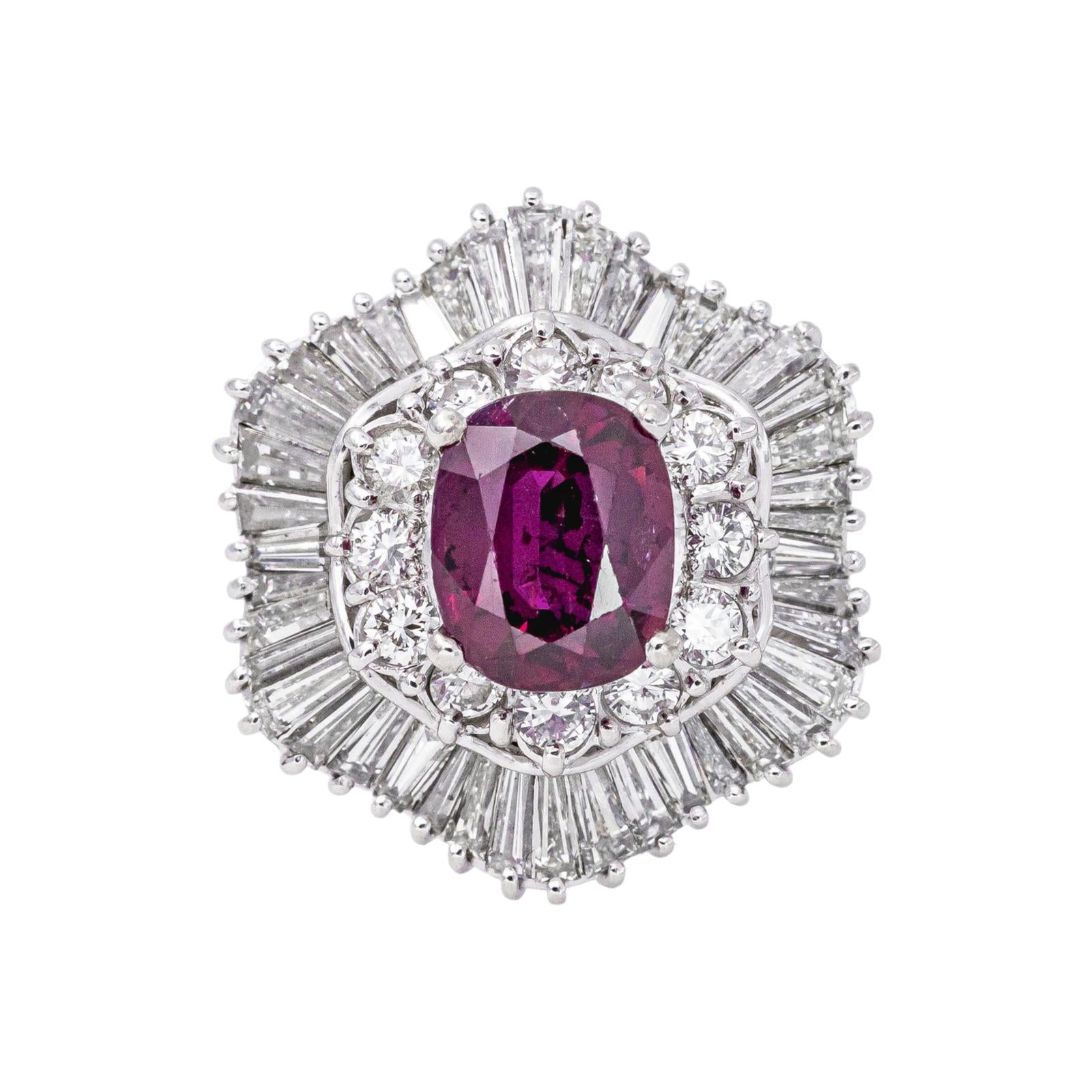 Bague Pompadour Platine Rubis