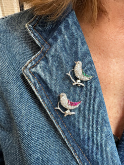 Two "Bird" Brooches in White gold and Platinum
