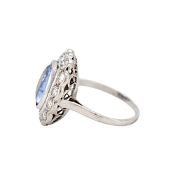 Platinum, Sapphire and Diamond Pompadour Ring