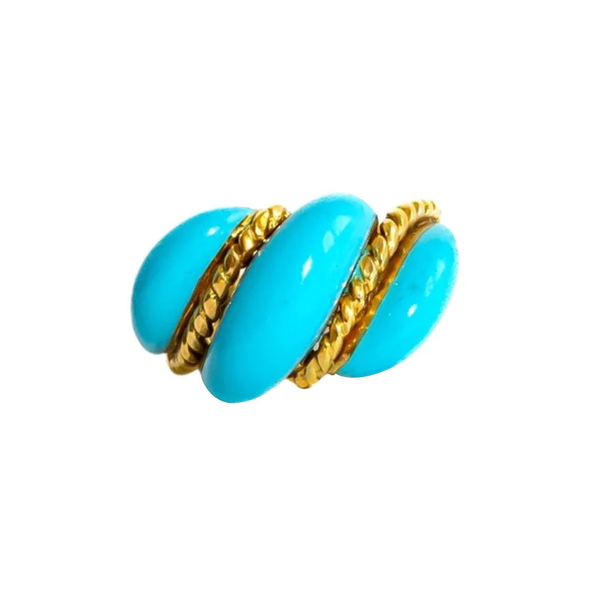Yellow Gold and Enamel Bangle Ring