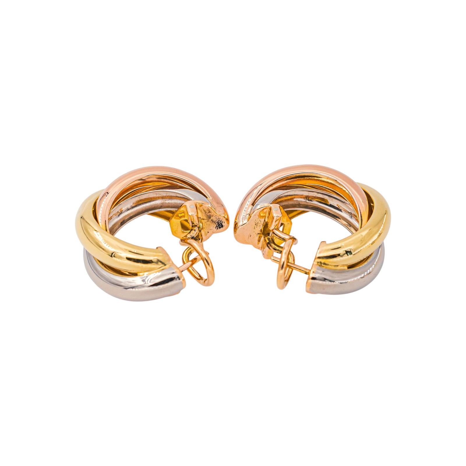 Cartier Trinity Hoop Earrings Yellow Gold