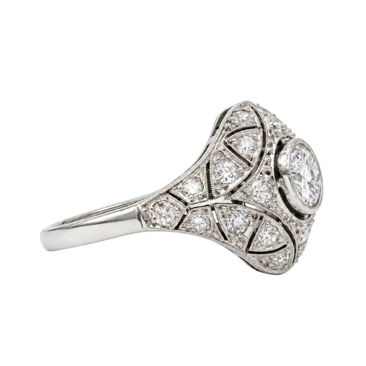 Platinum and Diamond Dome Ring