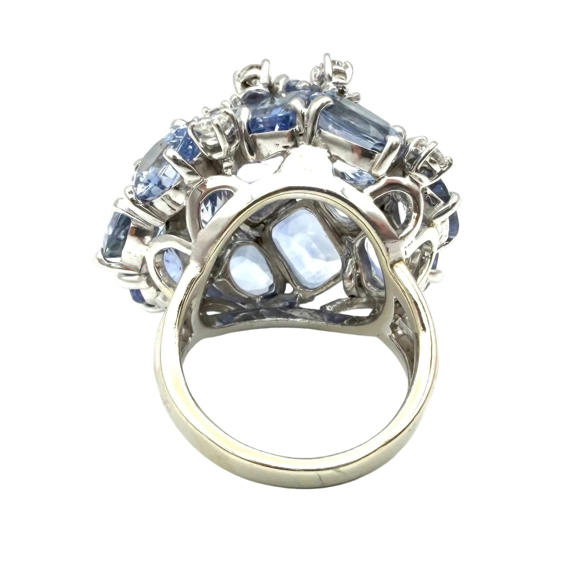 SEAMAN SCHEPPS "Bubbles" Cocktail Ring in white gold, sapphires, and diamonds