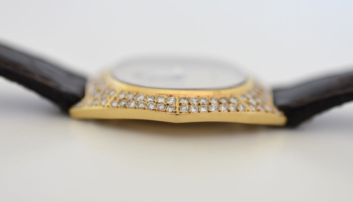 VACHERON CONSTANTIN Watch for CHAUMET in yellow gold, leather, and diamonds