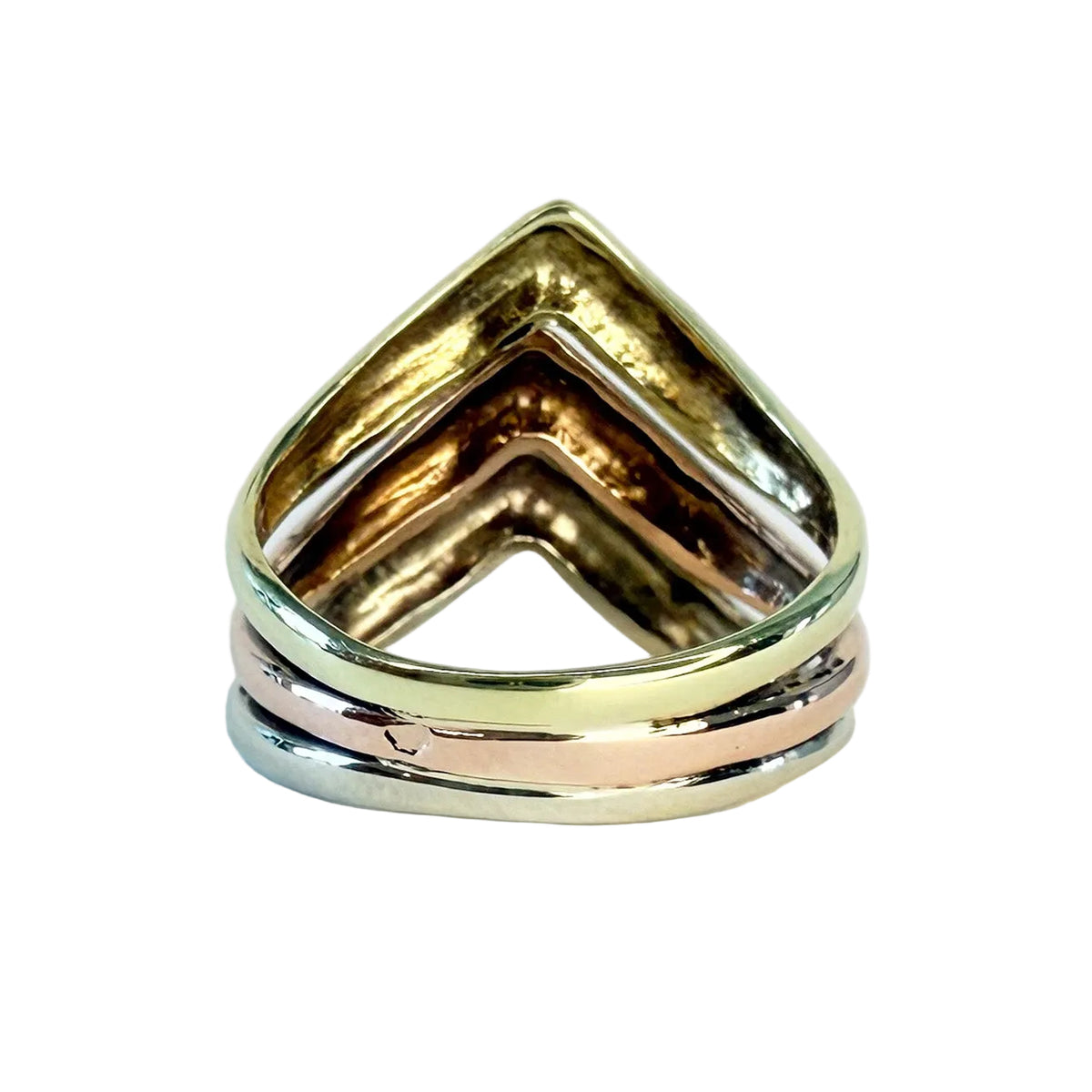 White Gold, Yellow Gold, and Rose Gold Bangle Ring