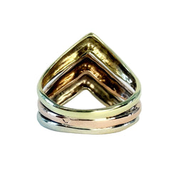 White Gold, Yellow Gold, and Rose Gold Bangle Ring