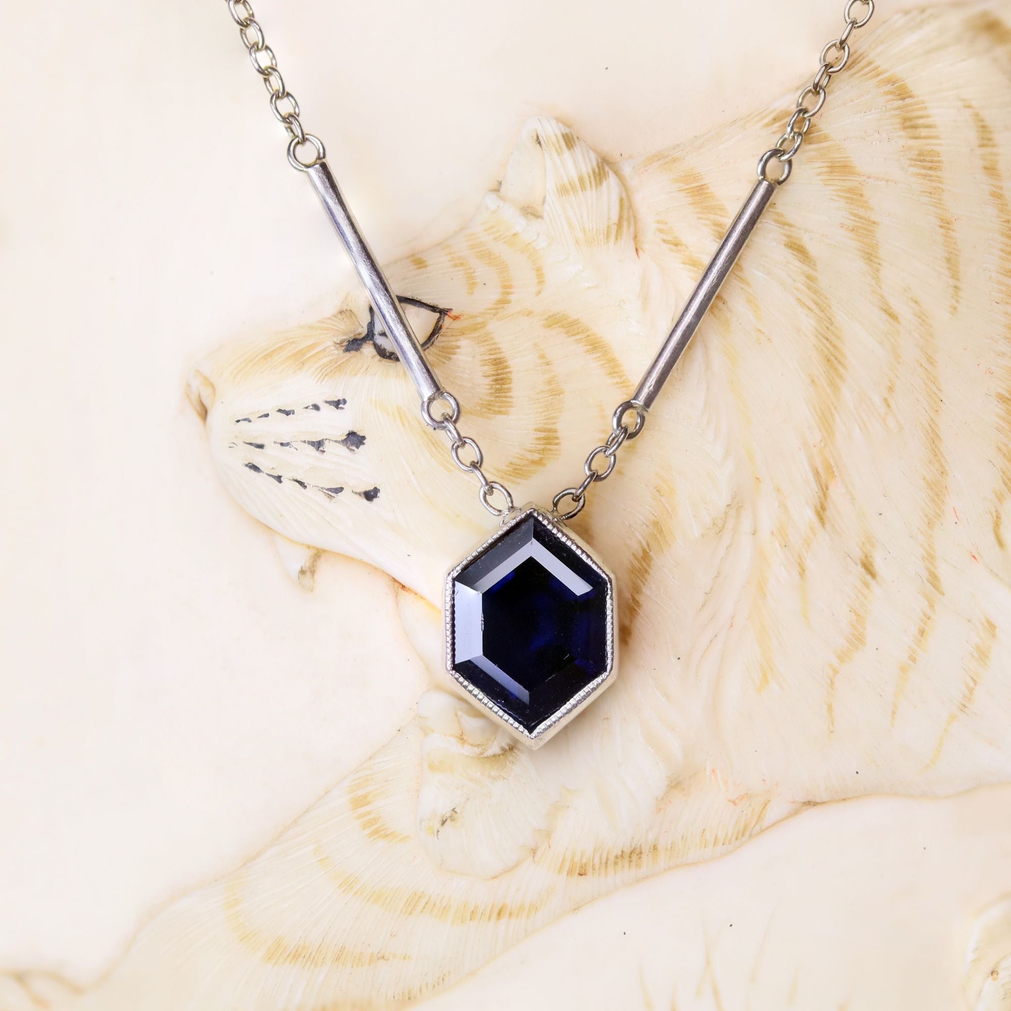 White Gold and Sapphire Pendant Necklace
