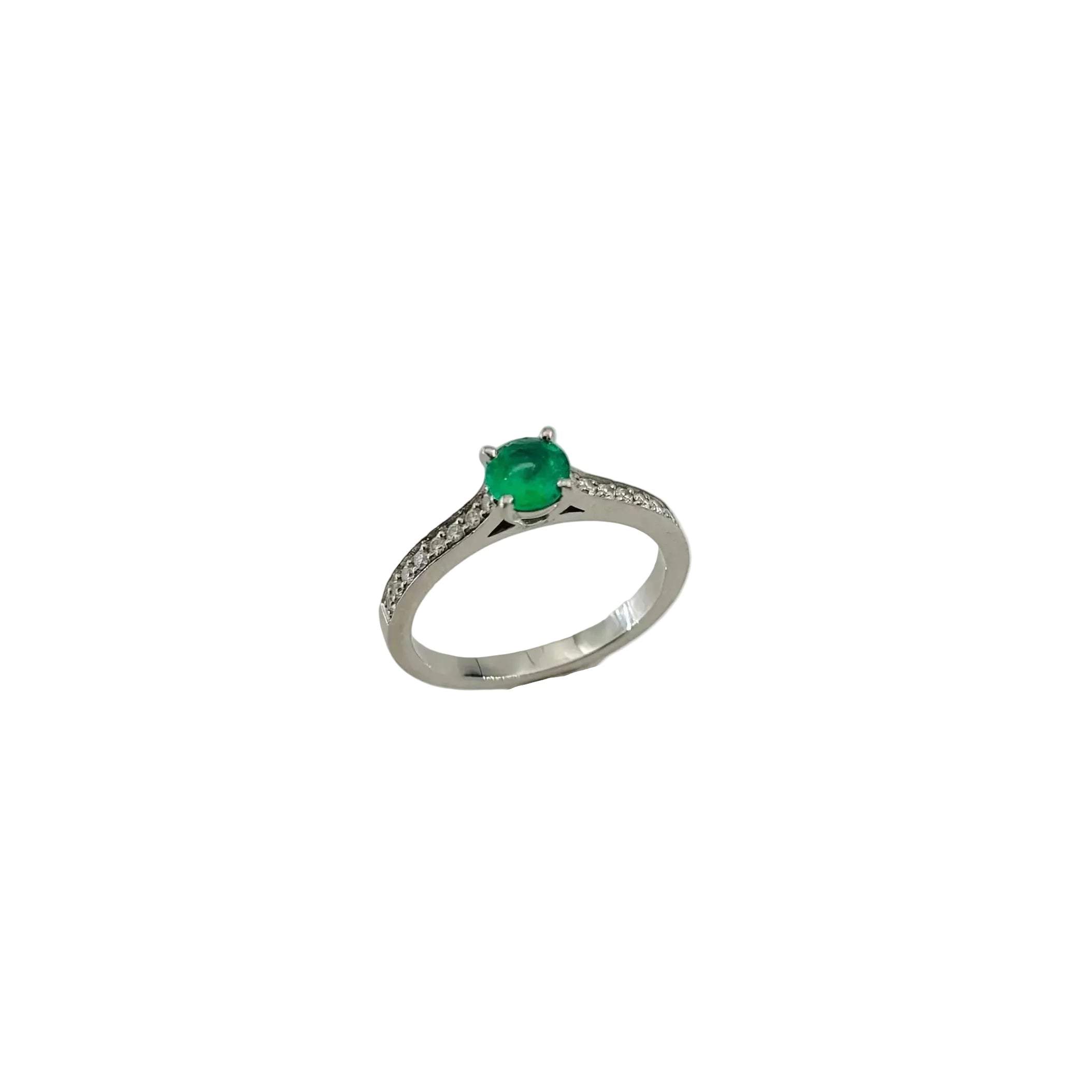 GEMMYO "Little Lady Pave" Solitaire Ring in Platinum, Emerald, and Diamonds
