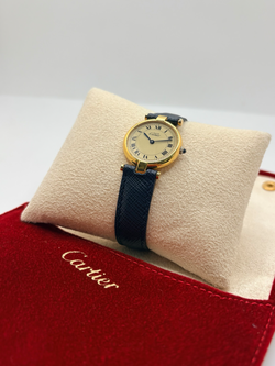 CARTIER "Must Vendôme" PM Watch in Vermeil and leather