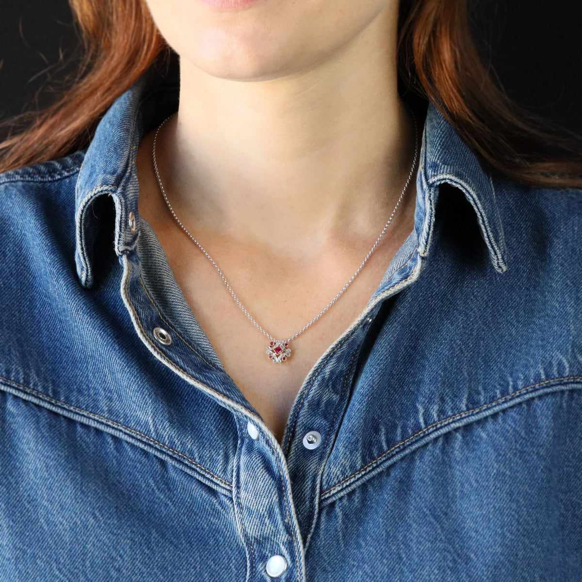 White Gold and Diamond Pendant Necklace