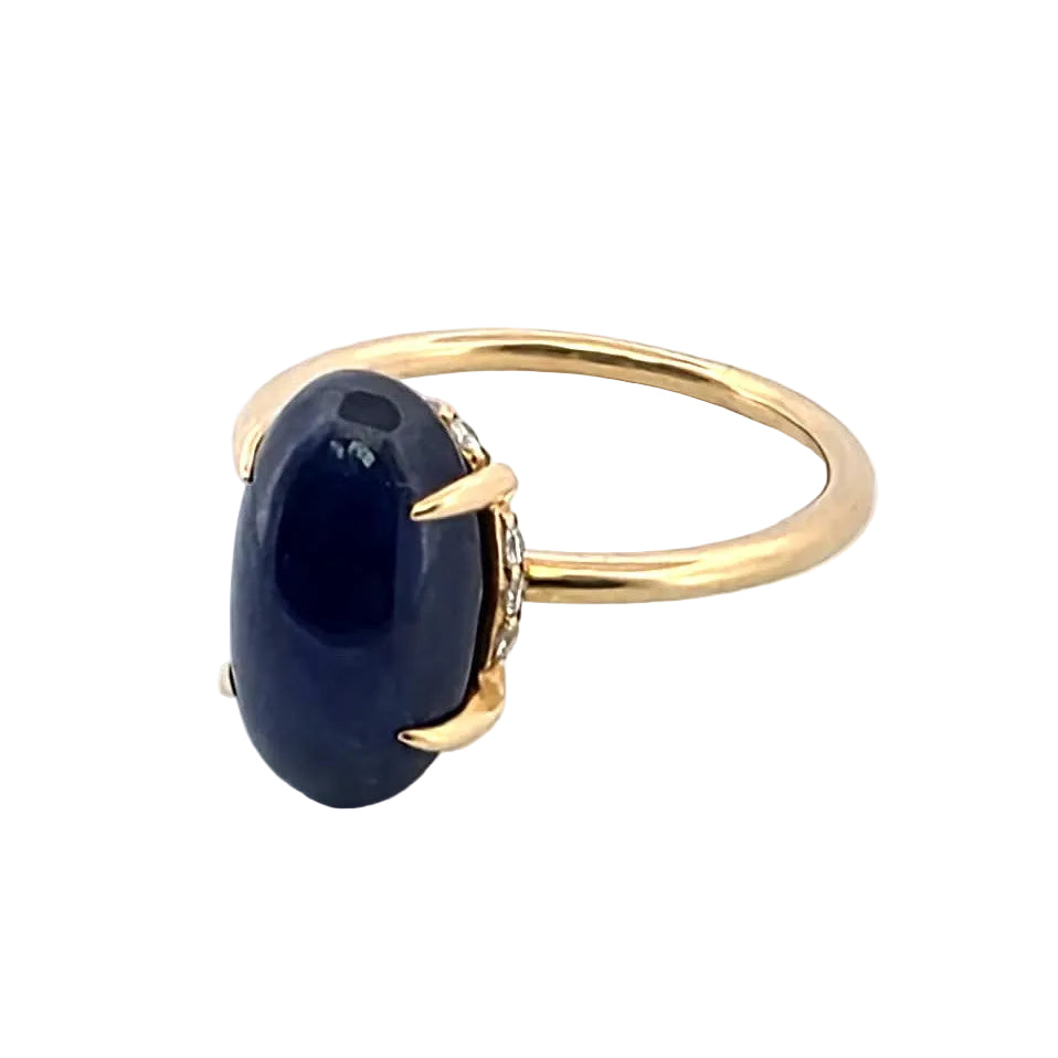 Bague Solitaire en or jaune, saphir et diamants