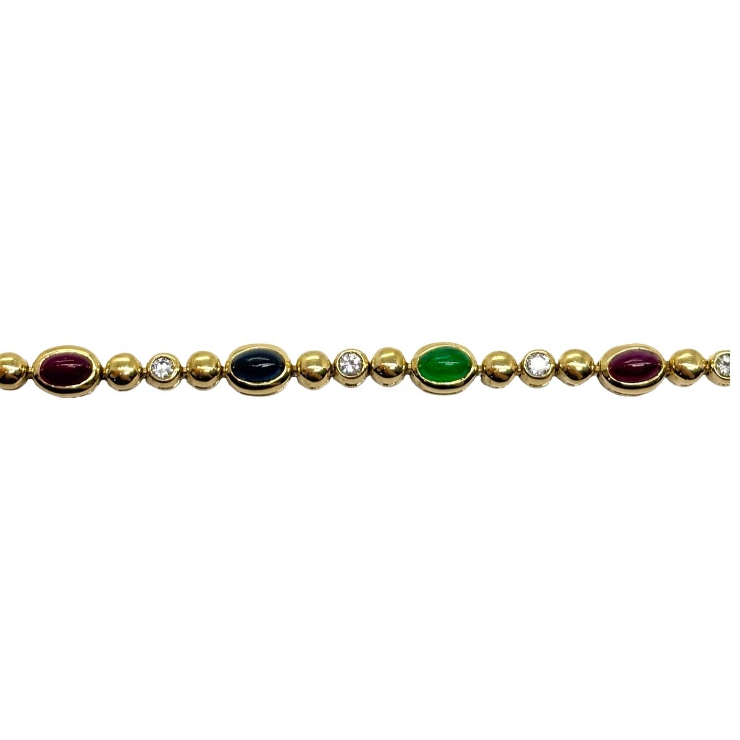 Bracelet Line in yellow gold, sapphires, emeralds, rubies and diamonds