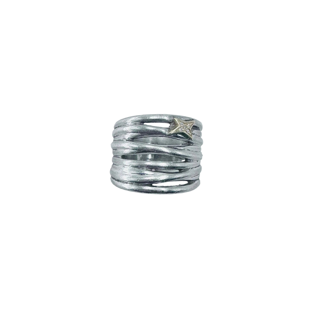 MAUBOUSSIN "Kiff and Sun" Ring in yellow gold, silver, and diamonds