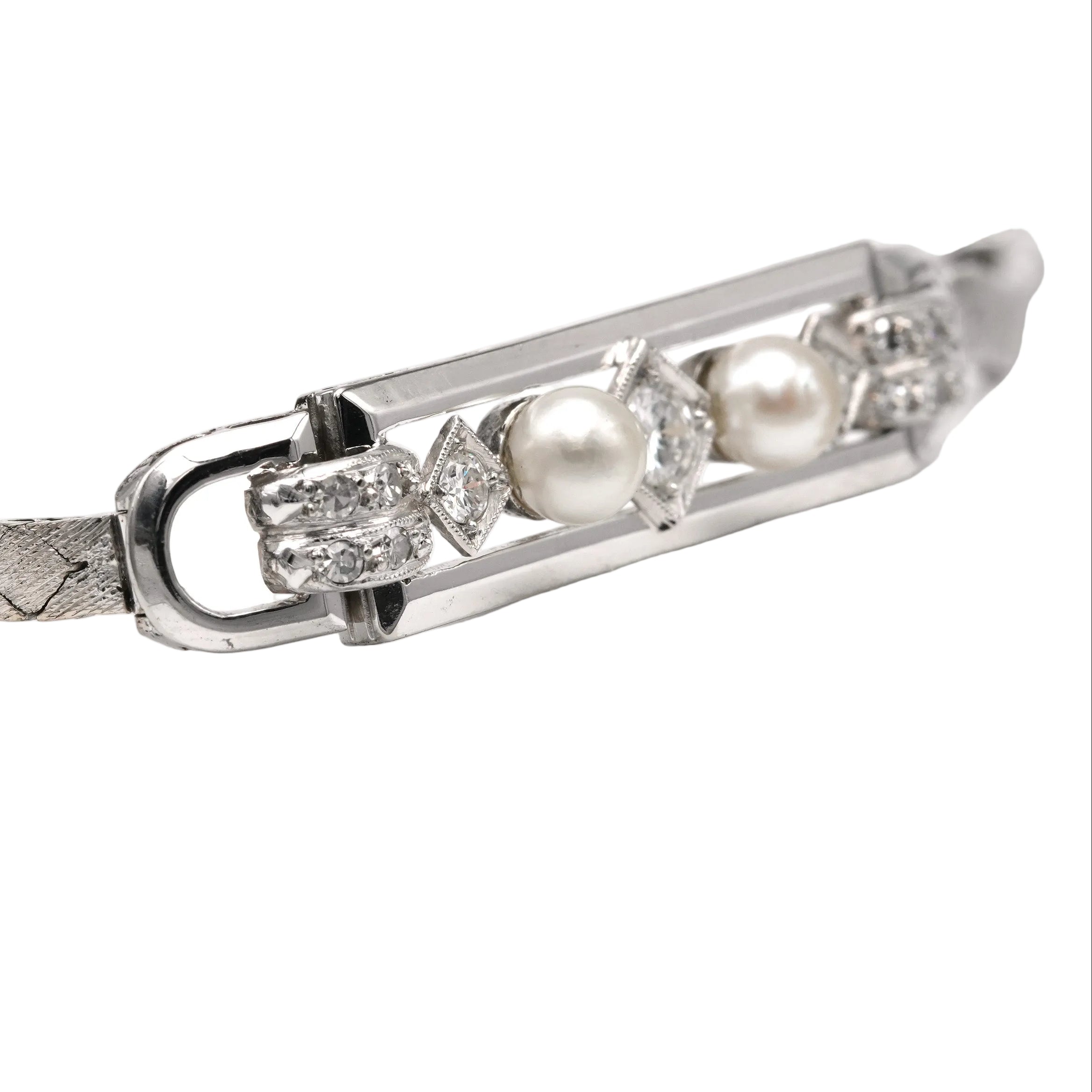 Bracelet Ligne in White gold, Pearls and Diamonds