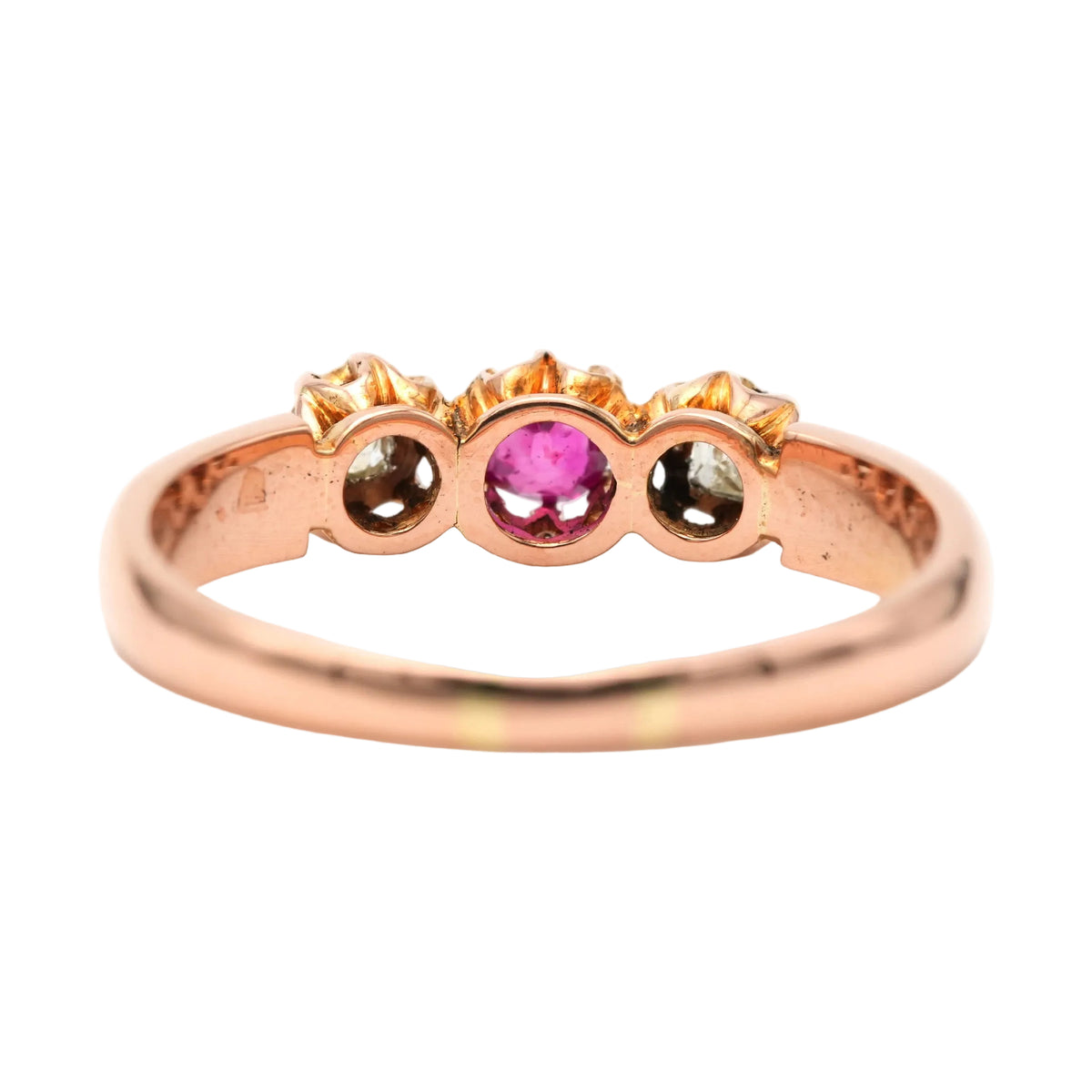 Trilogy Ring in Yellow Gold, Sapphire, and Diamonds