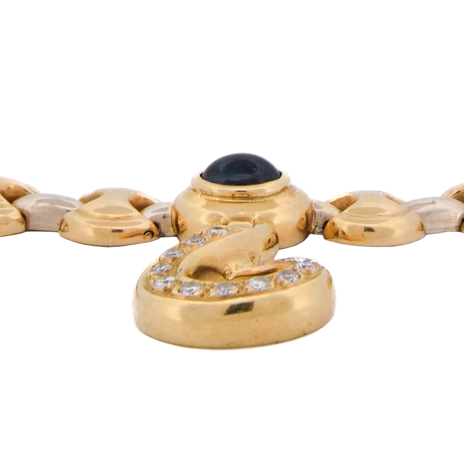 Yellow Gold Necklace with Sapphire and Diamond Pendant